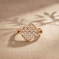 0.35CTW Round Cut Lab Grown Diamond Square Cluster Engagement Ring for Women Rose Gold