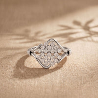 0.35CTW Round Cut Lab Grown Diamond Square Cluster Engagement Ring for Women White