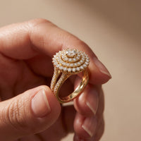 1.45CTW Round Cut Lab Grown Diamond Royal Radiance Cluster Halo Engagement Ring for Women Gold
