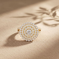 1.45CTW Round Cut Lab Grown Diamond Royal Radiance Cluster Halo Engagement Ring for Women Gold