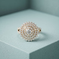 1.45CTW Round Cut Lab Grown Diamond Royal Radiance Cluster Halo Engagement Ring for Women Gold