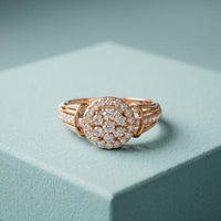 0.50CTW Round Cut Lab Grown Diamond Vintage Cluster Halo Engagement Ring for Women Rose Gold