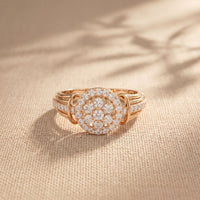 0.50CTW Round Cut Lab Grown Diamond Vintage Cluster Halo Engagement Ring for Women Rose Gold
