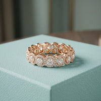 3.20CTW Round Cut Lab Grown Diamond Halo Eternity Band for Women Rose Gold