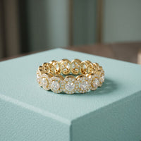 3.20CTW Round Cut Lab Grown Diamond Halo Eternity Band for Women Gold