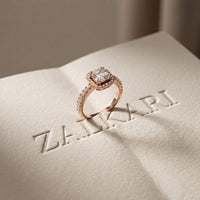 1.15CTW Asscher Cut Lab Grown Diamond Octagonal Halo Ring for Women Rose Gold