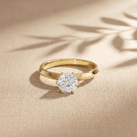 1CTW Round Cut Lab Grown Diamond Solitaire Ring for Women Gold