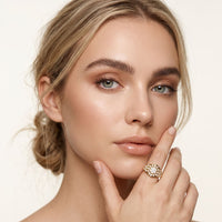 0.70CTW Round Cut Lab Grown Diamond Geometric Cluster Ring for Women Gold