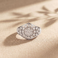 0.70CTW Round Cut Lab Grown Diamond Geometric Cluster Ring for Women White