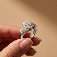 0.70CTW Round Cut Lab Grown Diamond Geometric Cluster Ring for Women White