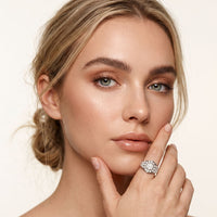 0.70CTW Round Cut Lab Grown Diamond Geometric Cluster Ring for Women White