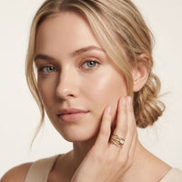0.75CTW Round Cut Lab Grown Diamond Crisscross Fashion Ring for Women Gold