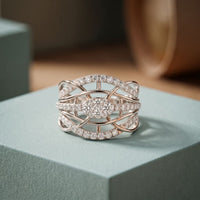 0.75CTW Round Cut Lab Grown Diamond Crisscross Fashion Ring for Women White