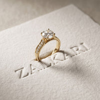 0.60CTW Round Cut Lab Grown Diamond Solitaire Ring with Accent Stones for Women Gold