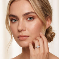 0.60CTW Round Cut Lab Grown Diamond Solitaire Ring with Accent Stones for Women White