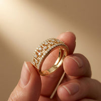 0.60CTW Round Cut Lab Grown Diamond Openwork Fashion Band for Women Gold