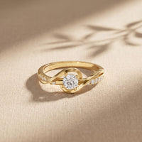 0.40CTW Round Cut Lab Grown Diamond Twist Solitaire Ring for Women Gold