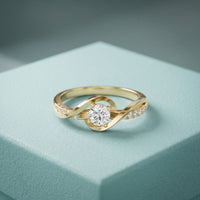 0.40CTW Round Cut Lab Grown Diamond Twist Solitaire Ring for Women Gold