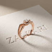 0.25CTW Round Cut Lab Grown Diamond Split Shank Halo Ring for Women Rose Gold