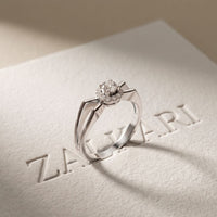 0.25CTW Round Cut Lab Grown Diamond Split Shank Halo Ring for Women White