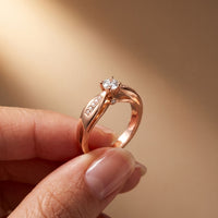 0.30CTW Round Cut Lab Grown Diamond Solitaire Ring with Accent Stones for Women Rose Gold