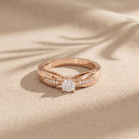 0.30CTW Round Cut Lab Grown Diamond Solitaire Ring with Accent Stones for Women Rose Gold