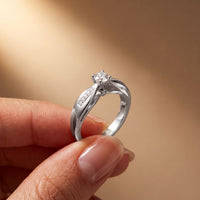 0.30CTW Round Cut Lab Grown Diamond Solitaire Ring with Accent Stones for Women White