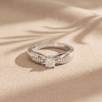 0.30CTW Round Cut Lab Grown Diamond Solitaire Ring with Accent Stones for Women White