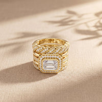 2.35CTW Emerald Cut Lab Grown Diamond Stackable Bridal Ring Set for Women Gold