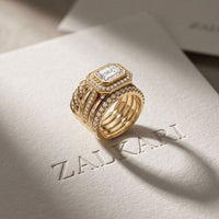 2.35CTW Emerald Cut Lab Grown Diamond Stackable Bridal Ring Set for Women Gold