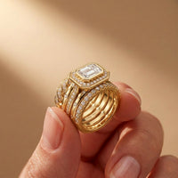 2.35CTW Emerald Cut Lab Grown Diamond Stackable Bridal Ring Set for Women Gold
