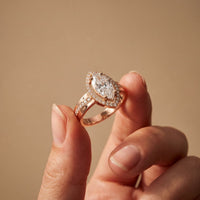 2.05CTW Marquise Cut Lab Grown Diamond East-West Halo Ring for Women Rose Gold