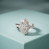 2.05CTW Marquise Cut Lab Grown Diamond East-West Halo Ring for Women White