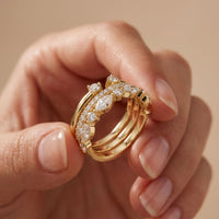 1.20CTW Round & Marquise Cut Lab Grown Diamond Stackable Ring Set for Women Gold
