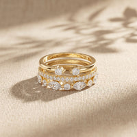 1.20CTW Round & Marquise Cut Lab Grown Diamond Stackable Ring Set for Women Gold