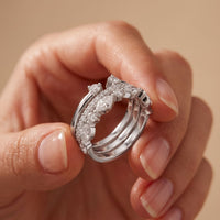 1.20CTW Round & Marquise Cut Lab Grown Diamond Stackable Ring Set for Women White