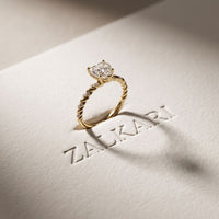 1.30CTW Heart Cut Lab Grown Diamond Twisted Rope Style Ring for Women Gold