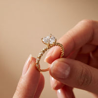 1.30CTW Heart Cut Lab Grown Diamond Twisted Rope Style Ring for Women Gold