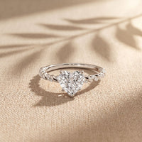 1.30CTW Heart Cut Lab Grown Diamond Twisted Rope Style Ring for Women White