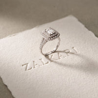 2.5CTW Emerald Cut Lab Grown Diamond Double Halo Engagement Ring for Women White