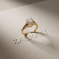 0.50CTW Heart Cut Lab Grown Diamond Halo Solitaire Ring for Women Gold
