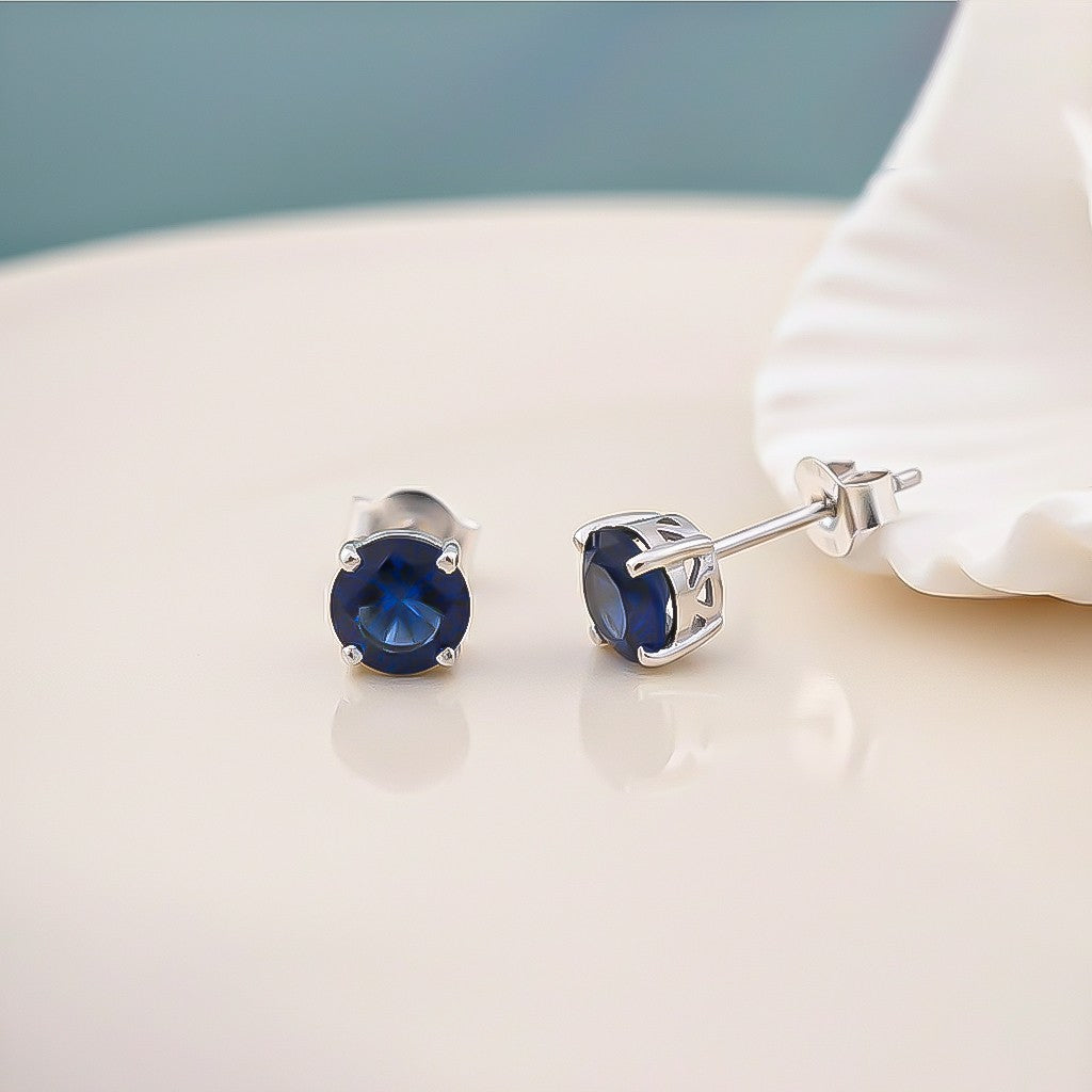 925 Sterling Silver Royal Blue Bloom Studs Gold Vermeil (2.5 Micron) - alternate view