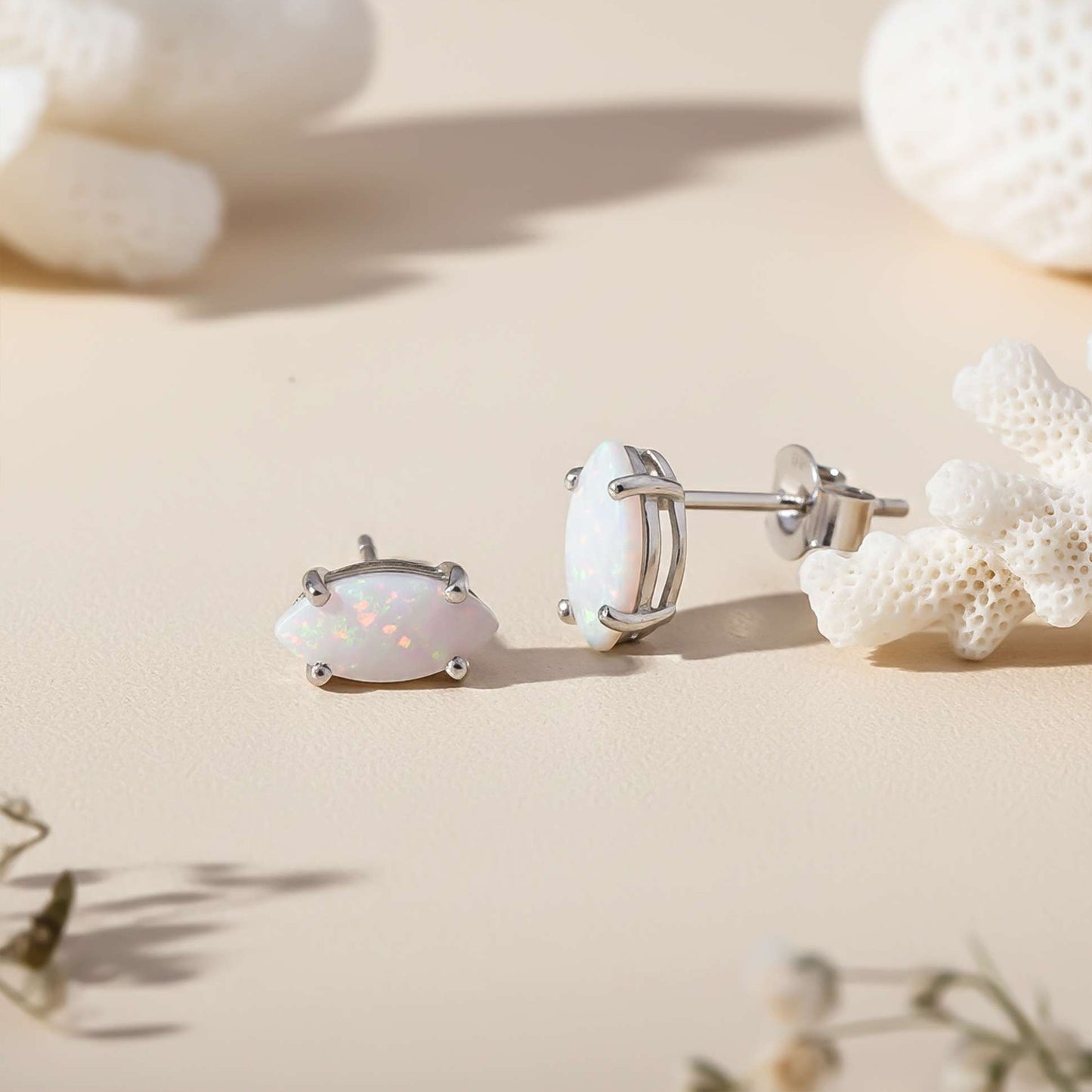 925 Sterling Silver Turtle Style Opal Stud Earrings Gold Vermeil (2.5 Micron) - alternate view