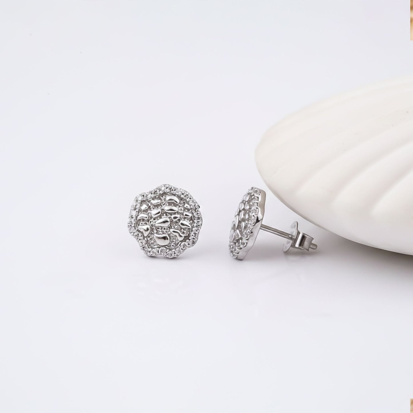 925 Sterling Silver Unisex Nuggets Stud Earrings Gold Vermeil (2.5 Micron) - alternate view