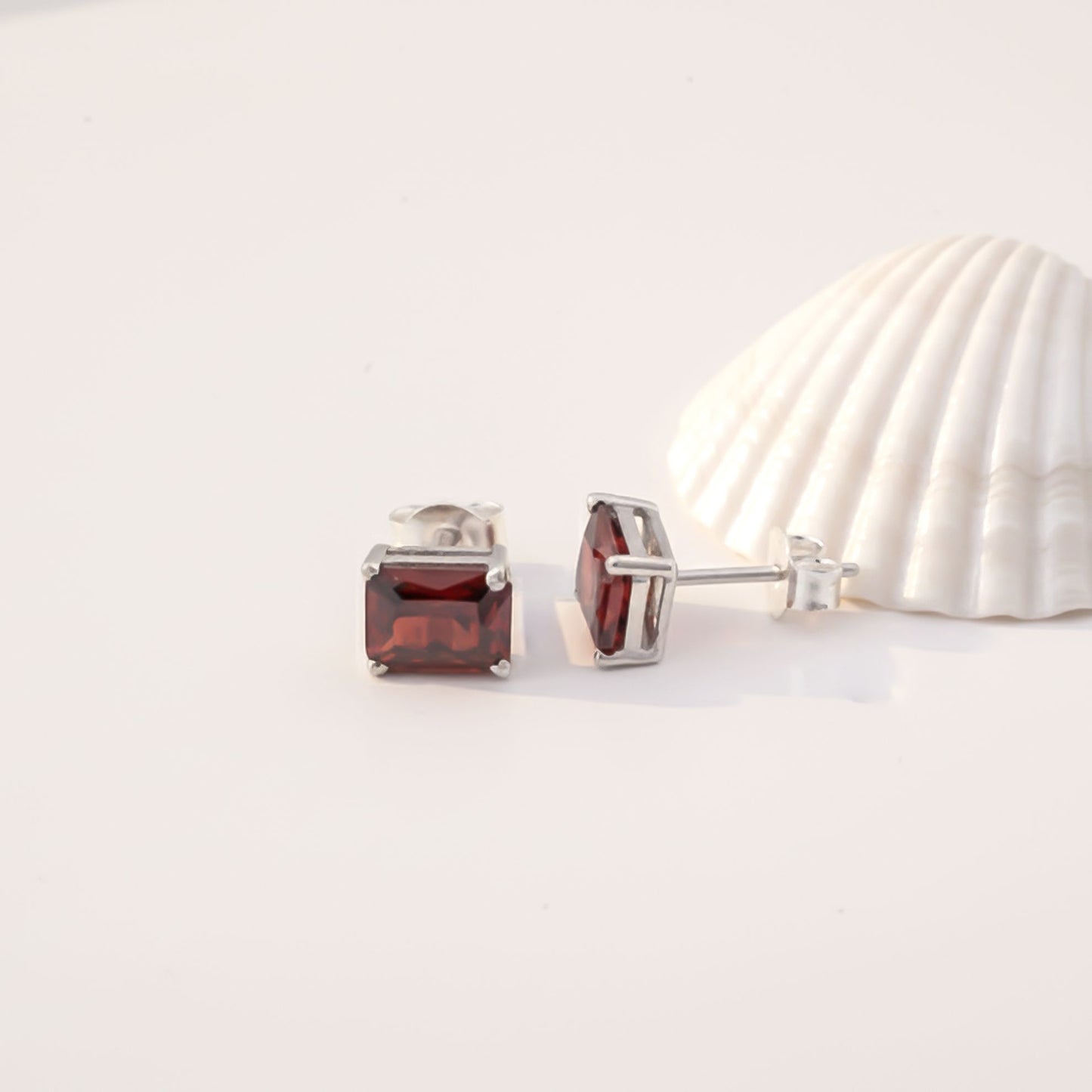 925 Sterling Silver Zircon Garnet Sunshine Stud Gold Vermeil (2.5 Micron) - alternate view