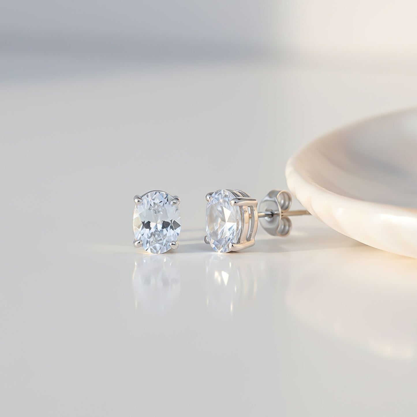 925 Sterling Silver Zircon Classic Stud Earrings Gold Vermeil (2.5 Micron) - alternate view