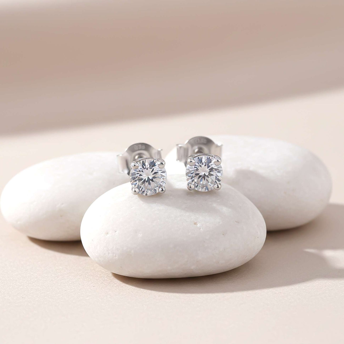 925 Sterling Silver Zircon Mini Stud Earrings Gold Vermeil (2.5 Micron) - product view