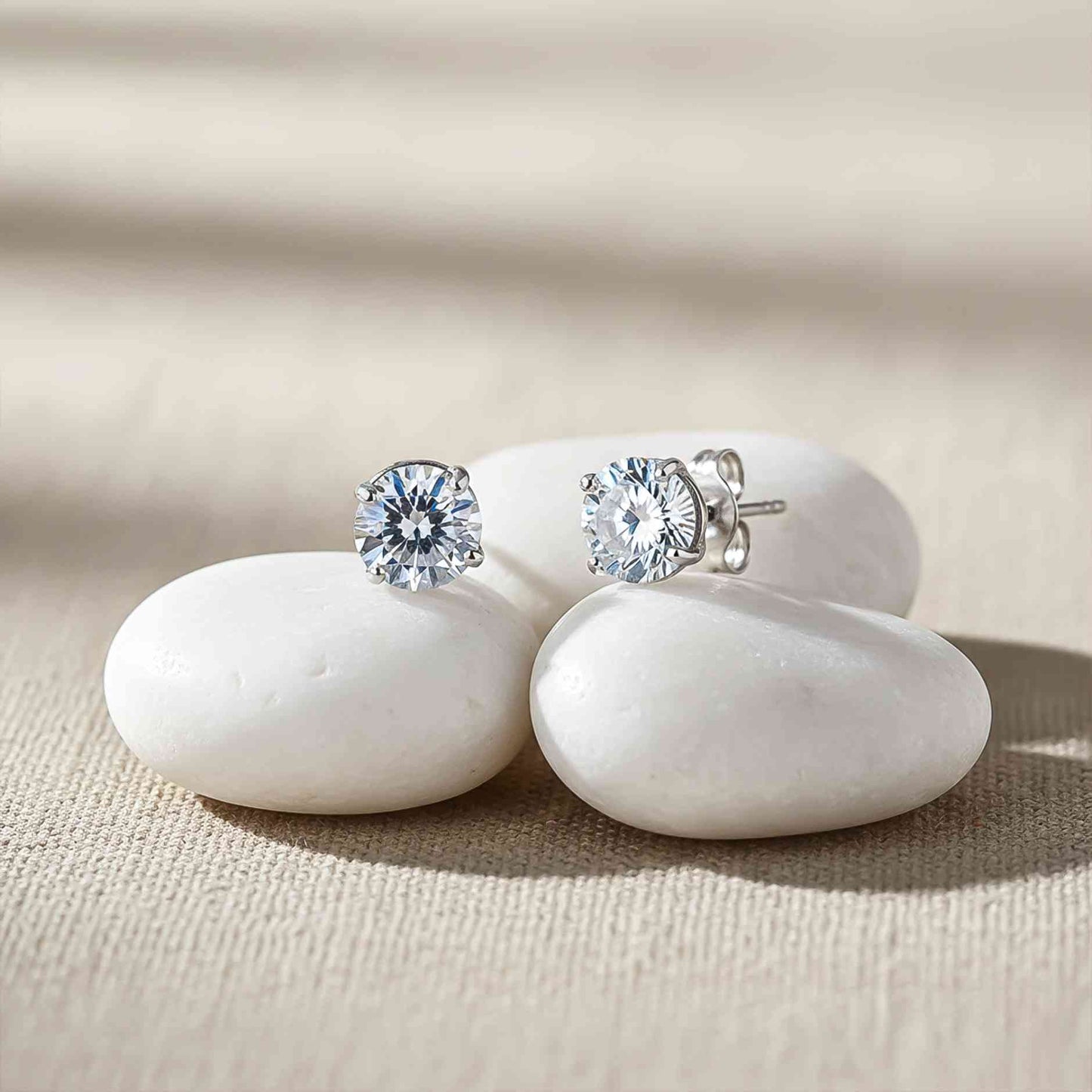 925 Sterling Silver Zircon Solitaire Dainty Studs Gold Vermeil (2.5 Micron) - product view