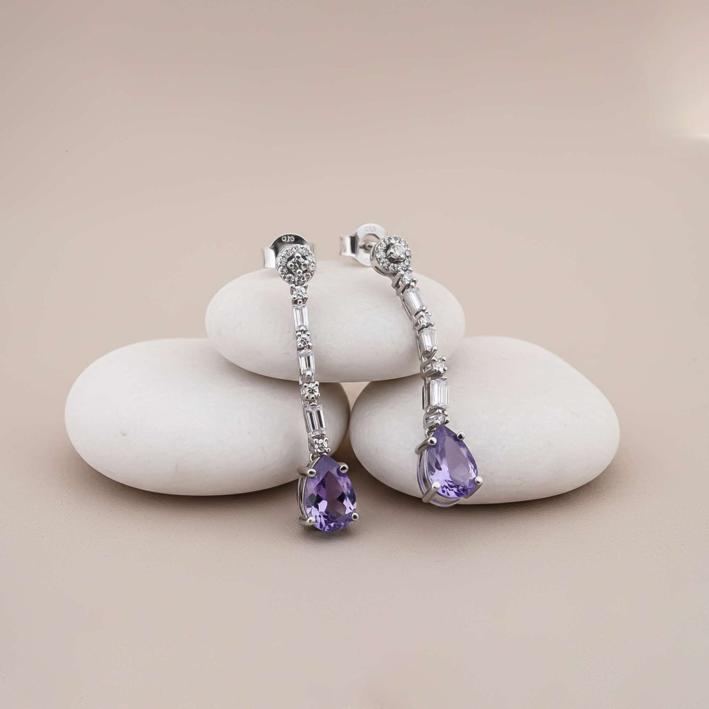 925 Sterling Silver Blue Sapphire Drop Dangle Earring Gold Vermeil (2.5 Micron) - alternate view