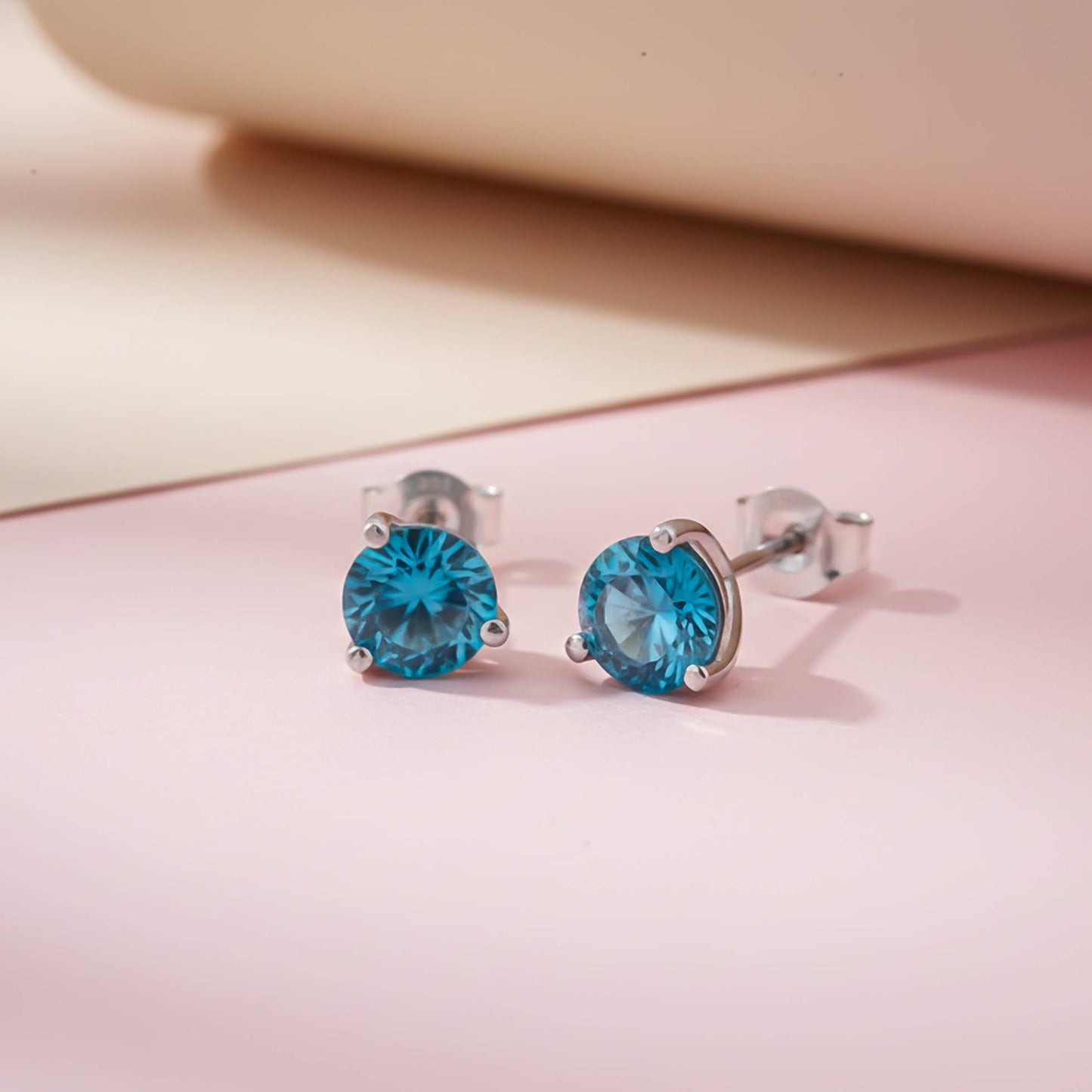 925 Sterling Silver Blue Topaz Push Back Stud Earrings Gold Vermeil (2.5 Micron) - alternate view
